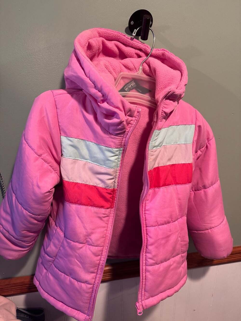 Operation Warm Girls Pink Color Block Puffer Jacket